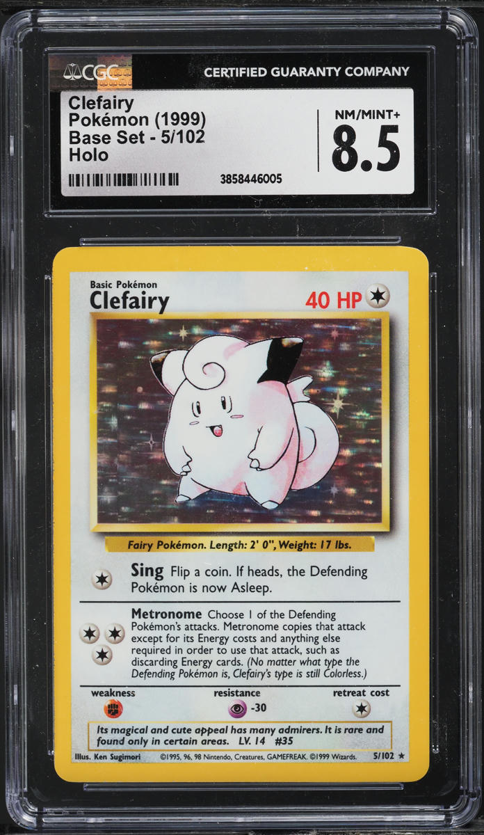 1999 POKEMON BASE SET HOLO CLEFAIRY #5 CGC 8.5 NM-MT+