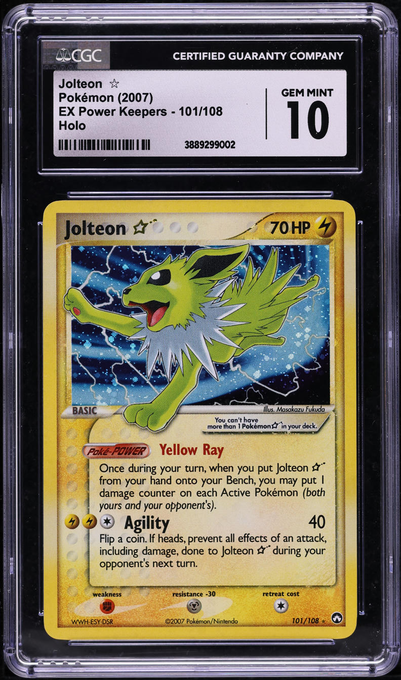 2007 POKEMON EX POWER KEEPERS HOLO JOLTEON GOLD STAR #101 CGC 10 GEM MINT