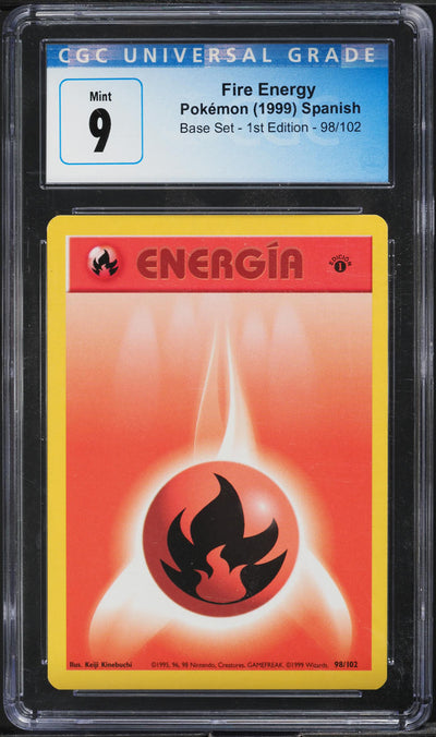 1999 POKEMON SPANISH BASE SET 1ST EDITION FIRE ENERGY #98 CGC 9 MINT