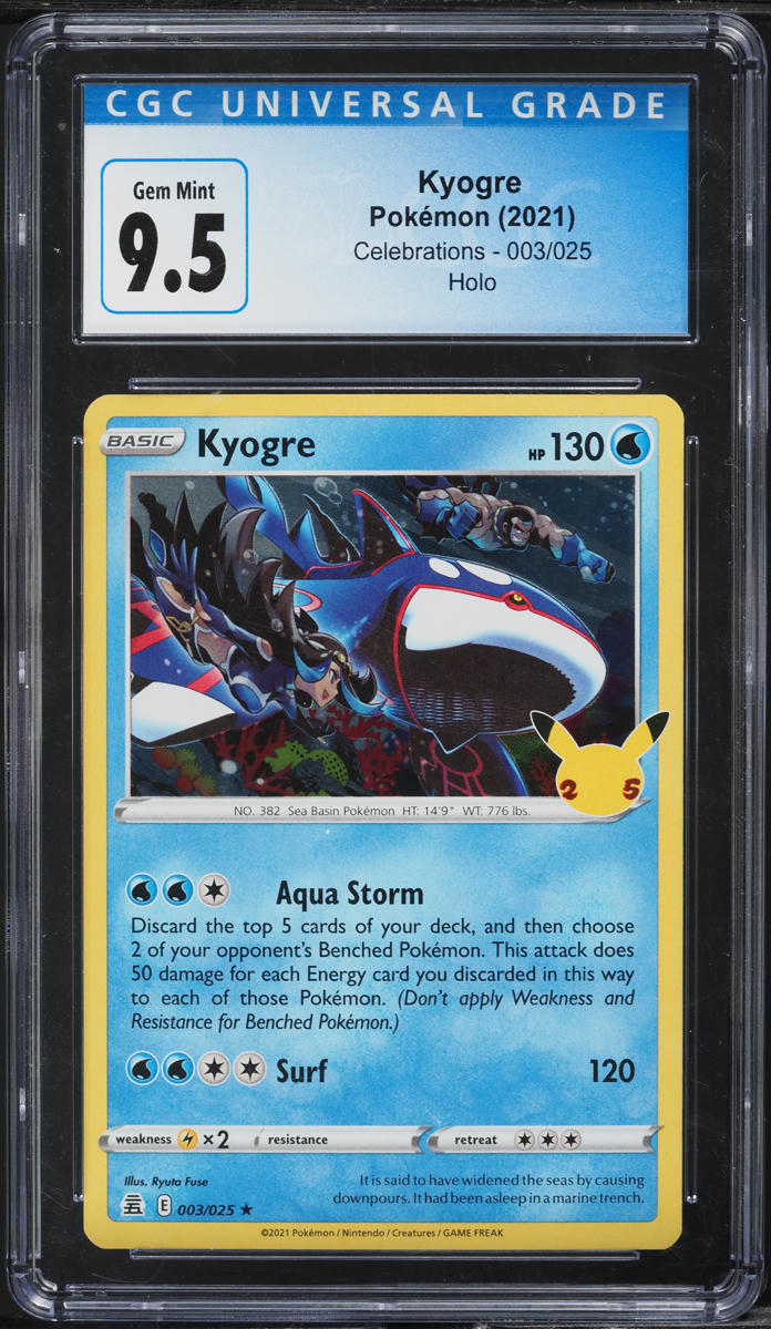 2021 POKEMON CELEBRATIONS HOLO KYOGRE #003 CGC 10 GEM MINT