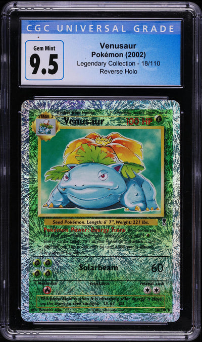 2002 POKEMON LEGENDARY COLLECTION REVERSE HOLO VENUSAUR #18 CGC 10