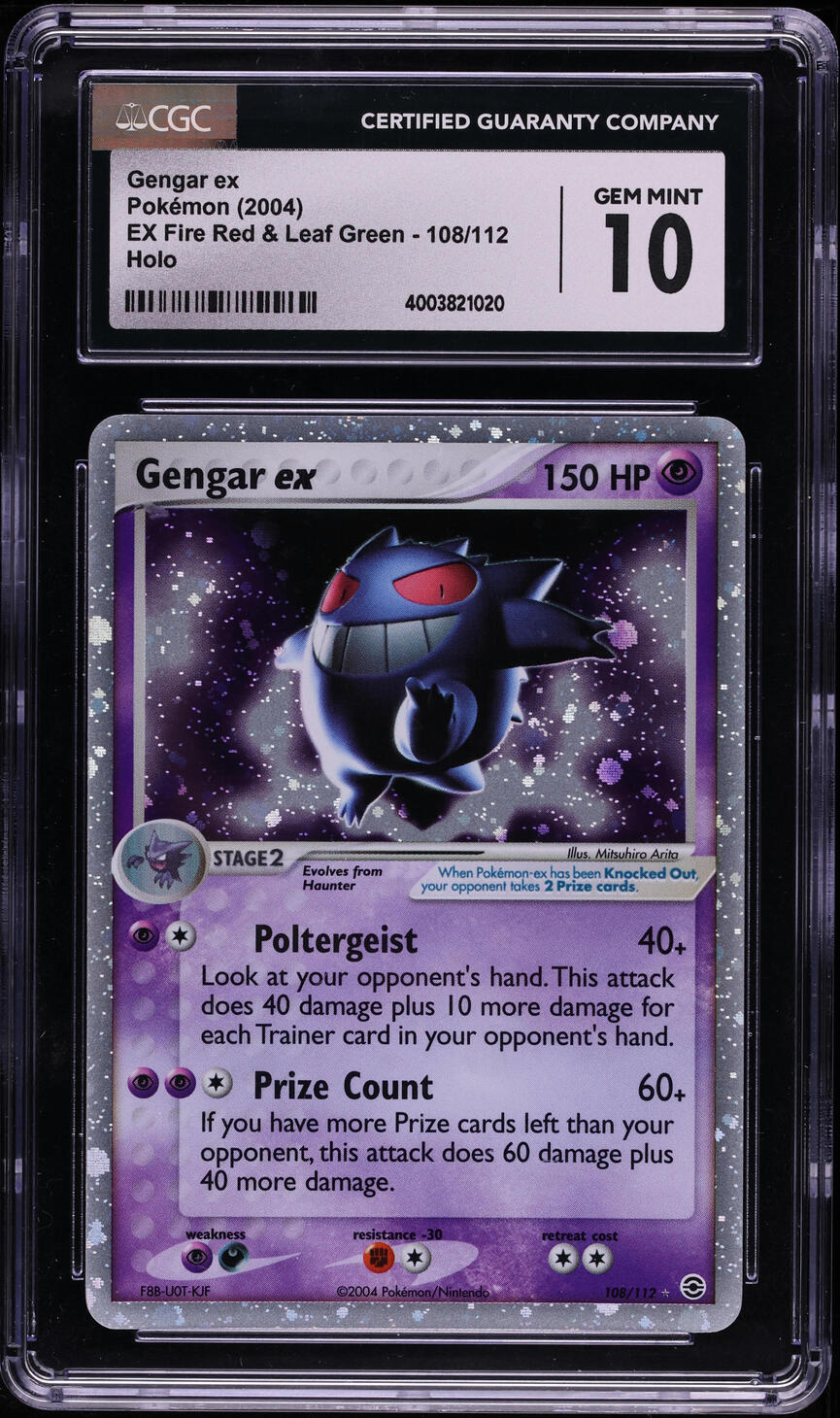 2004 POKEMON EX FIRE RED & LEAF GREEN HOLO GENGAR EX #108 CGC 10 GEM MINT