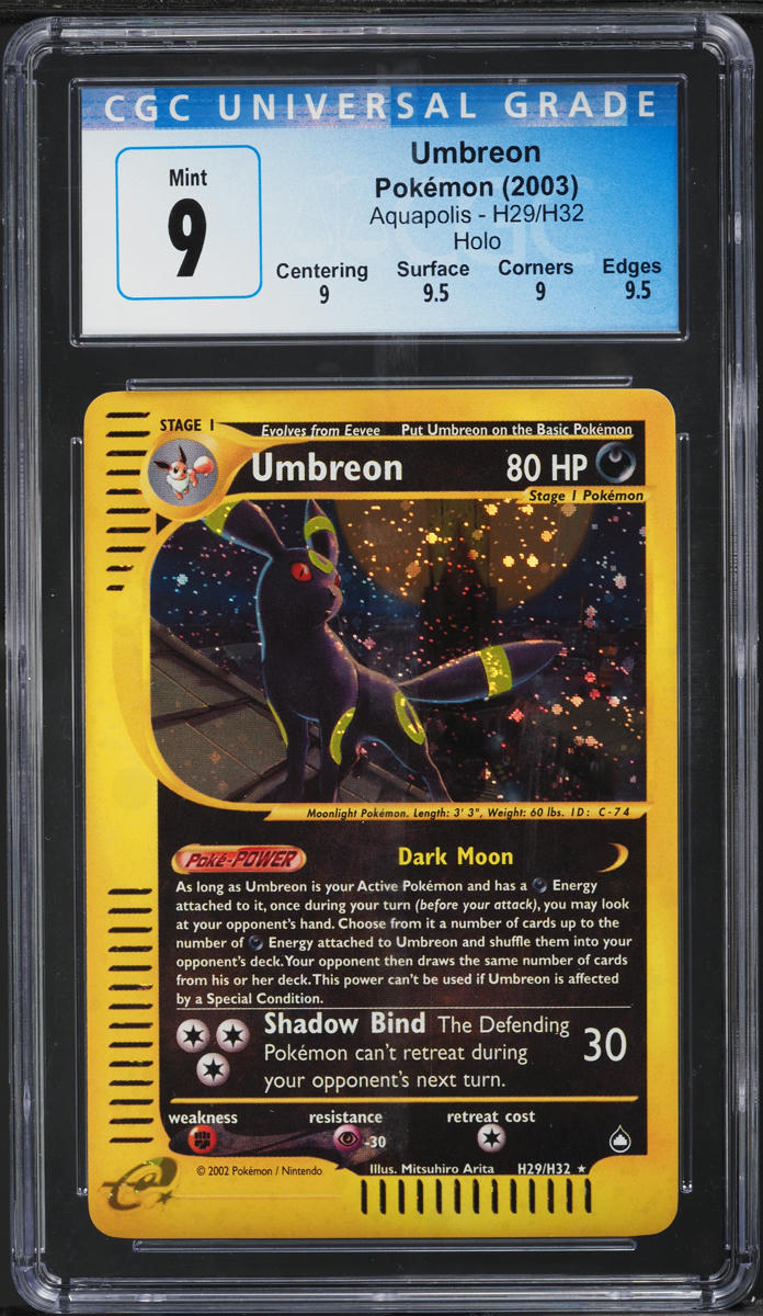 2003 POKEMON AQUAPOLIS HOLO UMBREON #H29 CGC 9 MINT