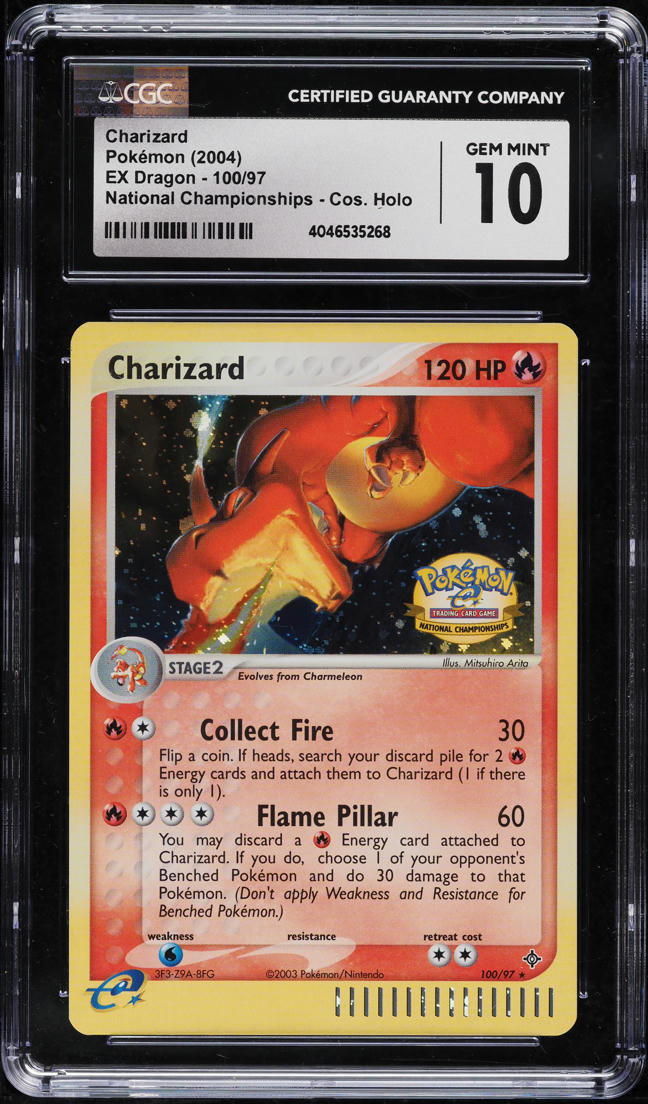 2004 POKEMON EX DRAGON NATIONAL CHAMPIONSHIPS COSMIC HOLO CHARIZARD #100 CGC 10