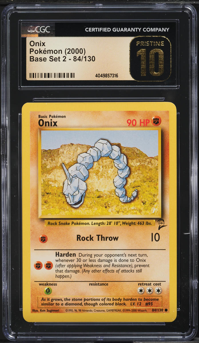 2000 POKEMON BASE SET 2 ONIX #84 CGC 10 PRISTINE