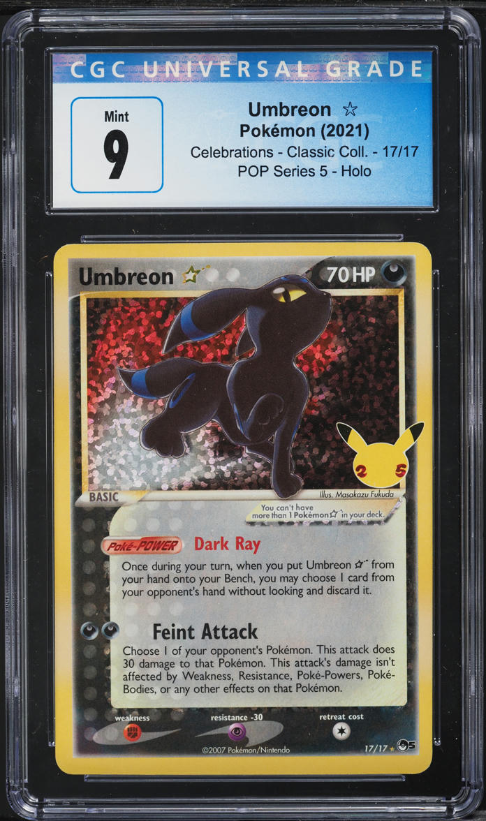 2021 POKEMON SWSH CELEBRATIONS CLASSIC COLLECTION UMBREON GOLD STAR #17 CGC 9 MINT