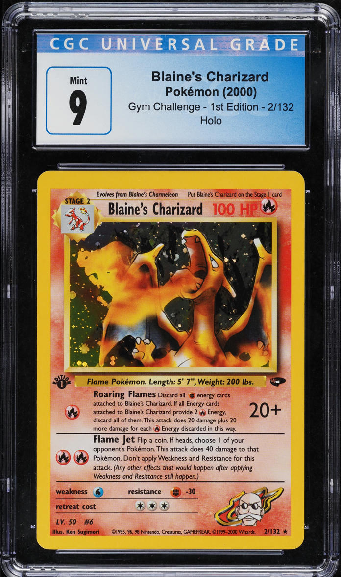 2000 POKEMON GYM CHALLENGE 1ST EDITION HOLO BLAINE'S CHARIZARD #2 CGC 9 MINT