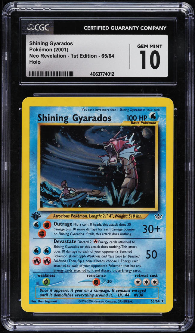 2001 POKEMON NEO REVELATION 1ST EDITION HOLO SHINING GYARADOS #65 CGC 10 GEM