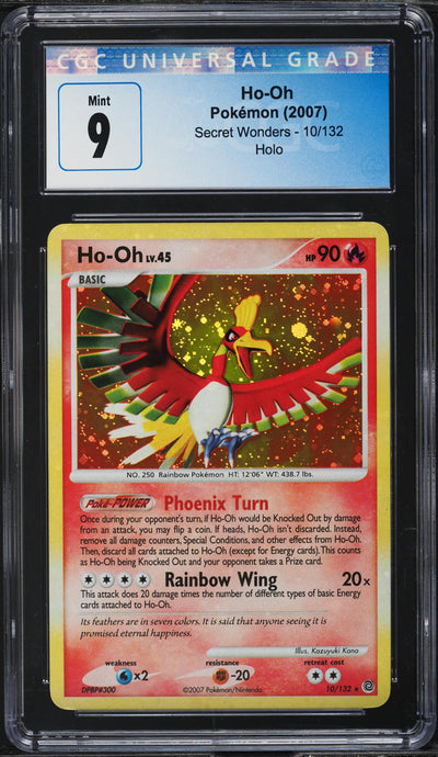 2007 POKEMON DIAMOND & PEARL SECRET WONDERS HOLO HO-OH #10 CGC 9 MINT