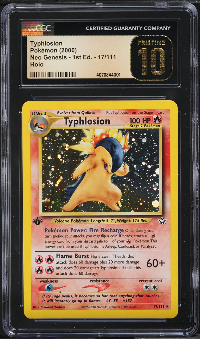 2000 POKEMON NEO GENESIS 1ST EDITION HOLO TYPHLOSION #17 CGC 10 PRISTINE
