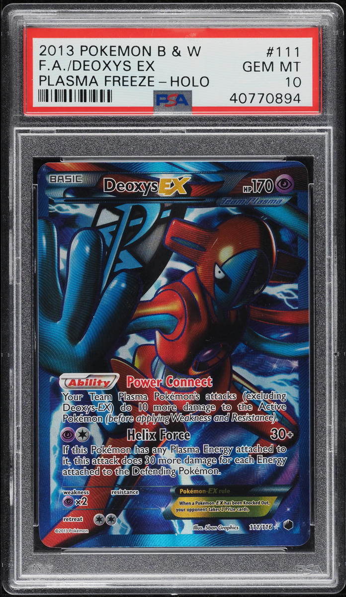 2013 POKEMON BLACK & WHITE PLASMA FREEZE FULL ART DEOXYS EX #111 PSA 1 ...