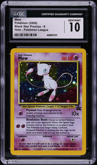 2000 POKEMON LEAGUE BLACK STAR PROMO HOLO MEW #9 CGC 10