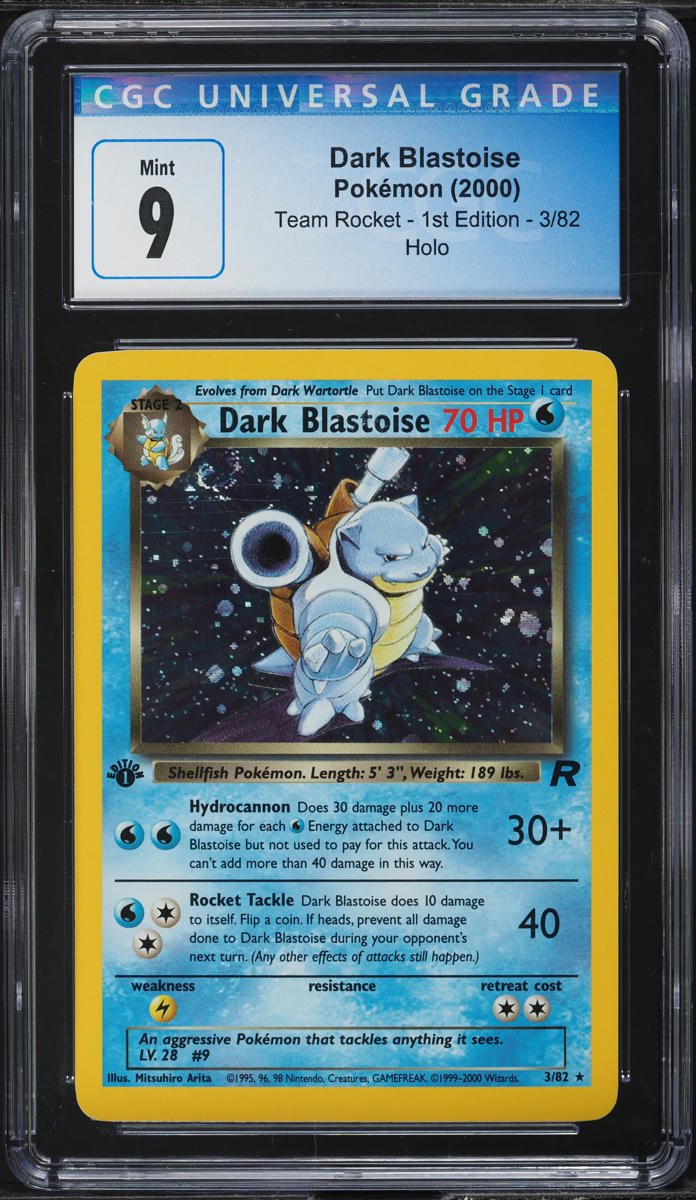 2000 POKEMON TEAM ROCKET 1ST EDITION HOLO DARK BLASTOISE #3 CGC 9 MINT