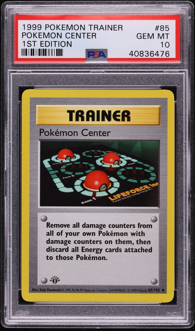 1999 POKEMON BASE SET SHADOWLESS 1ST EDITION POKEMON CENTER #85 PSA 10 GEM MINT