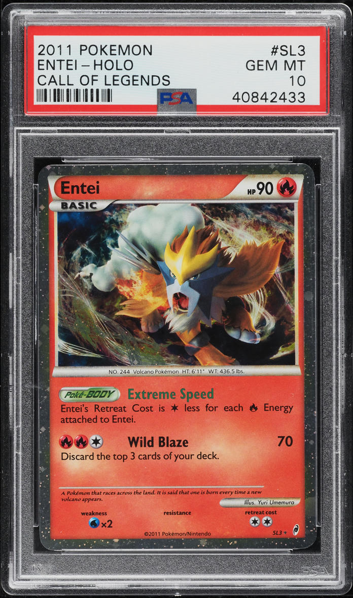 2011 POKEMON CALL OF LEGENDS HOLO ENTEI #SL3 PSA 10 GEM MINT