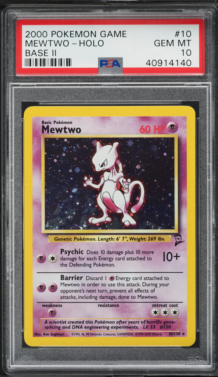 2000 POKEMON BASE SET 2 HOLO MEWTWO #10 PSA 10 GEM MINT