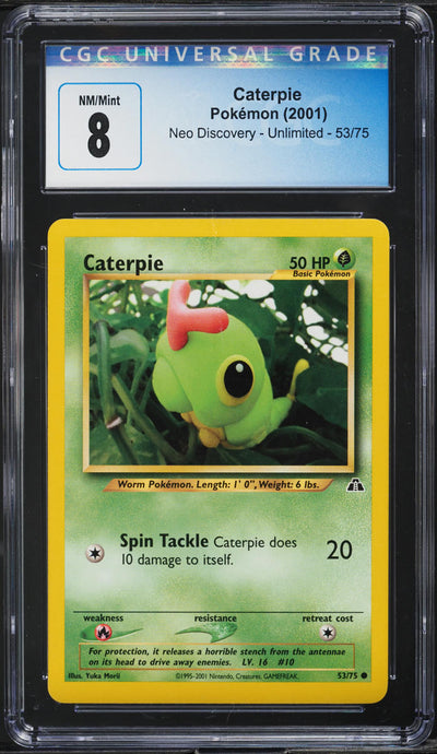 2001 POKEMON NEO DISCOVERY CATERPIE #53 CGC 8 NM-MT