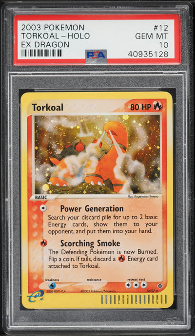 2003 POKEMON EX DRAGON HOLO TORKOAL #12 PSA 10 GEM MINT