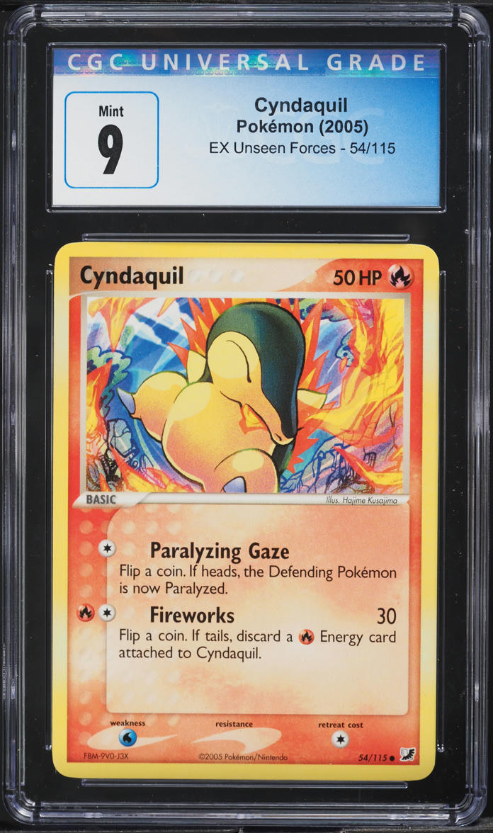 2005 POKEMON EX UNSEEN FORCES CYNDAQUIL #54 CGC 9 MINT