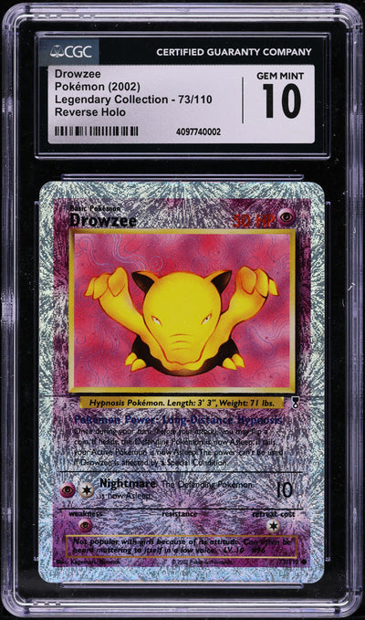 2002 POKEMON LEGENDARY COLLECTION REVERSE HOLO DROWZEE #73 CGC 10 GEM MINT