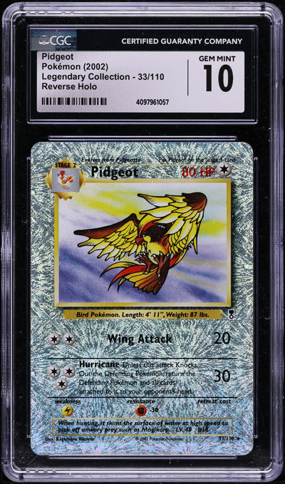 2002 POKEMON LEGENDARY COLLECTION REVERSE HOLO PIDGEOT #33 CGC 10