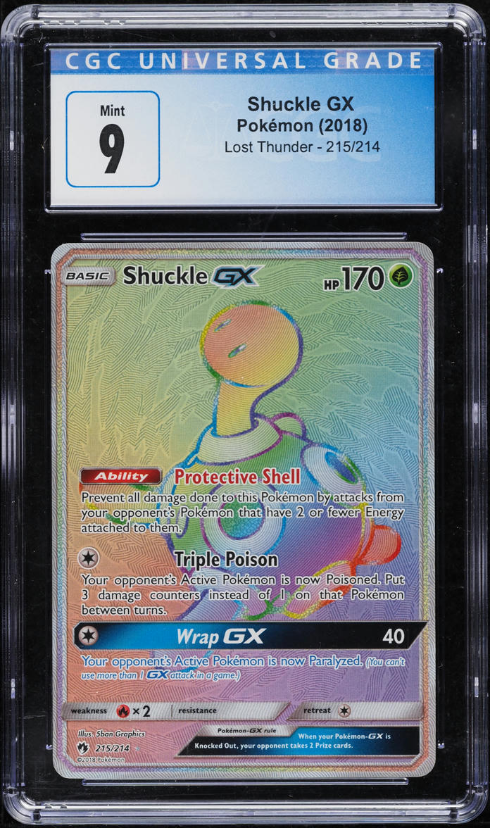 2018 POKEMON SUN & MOON SM LOST THUNDER SHUCKLE GX #215 CGC 9