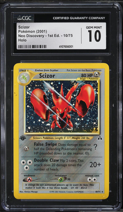 2001 POKEMON NEO DISCOVERY 1ST EDITION HOLO SCIZOR #10 CGC 10 GEM MINT