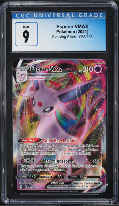 2021 POKEMON EVOLVING SKIES HOLO ESPEON VMAX #65 CGC 9 MINT