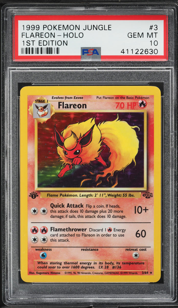 1999 POKEMON JUNGLE 1ST EDITION HOLO FLAREON #3 PSA 10 GEM MINT