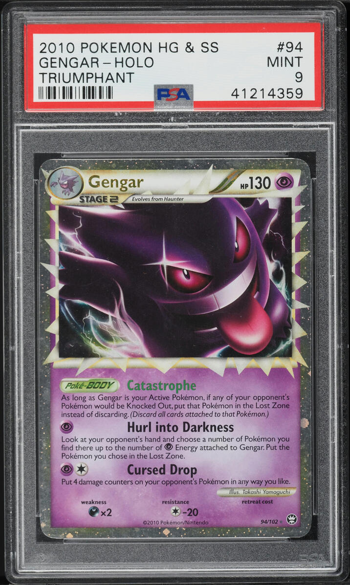 2010 POKEMON HEARTGOLD & SOULSILVER TRIUMPHANT HOLO GENGAR PRIME #94 PSA 9