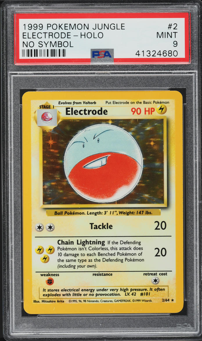 1999 POKEMON JUNGLE NO SYMBOL HOLO ELECTRODE #2 PSA 9 MINT