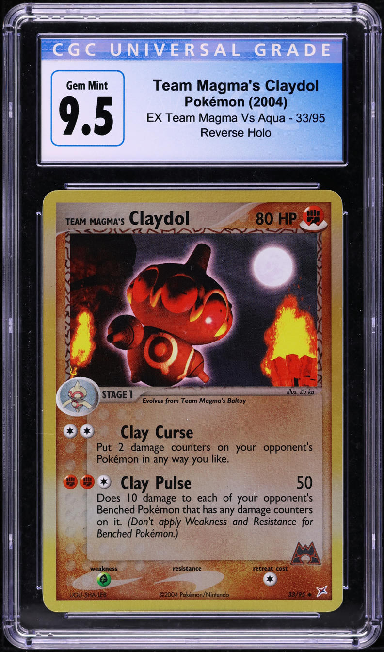 2004 POKEMON EX TEAM MAGMA VS AQUA REVERSE HOLO TEAM MAGMA'S CLAYDOL #33 CGC 10