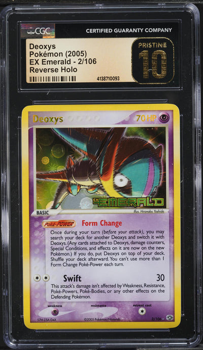 2005 POKEMON EX EMERALD REVERSE HOLO DEOXYS #2 CGC 10 PRISTINE