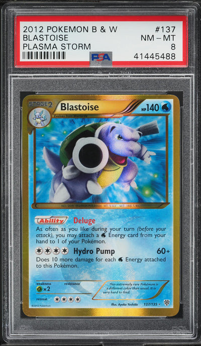 2013 POKEMON BLACK & WHITE PLASMA STORM SECRET RARE BLASTOISE #137 PSA 8 NM-MT