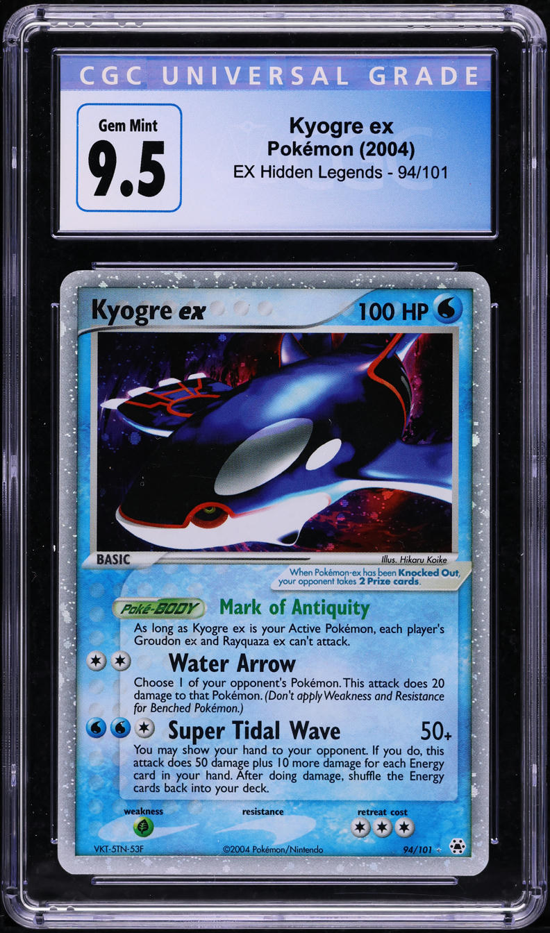2004 POKÉMON EX HIDDEN LEGENDS HOLO KYOGRE EX #94 CGC 10 GEM MINT