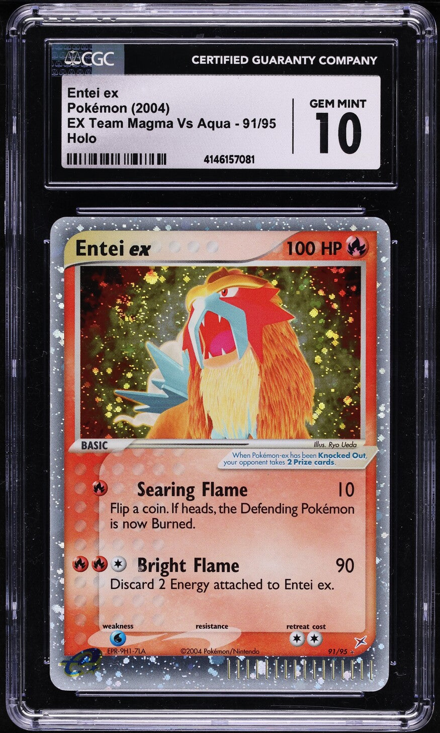 2004 POKEMON EX TEAM MAGMA VS AQUA HOLO ENTEI EX #91 CGC 10 GEM MINT