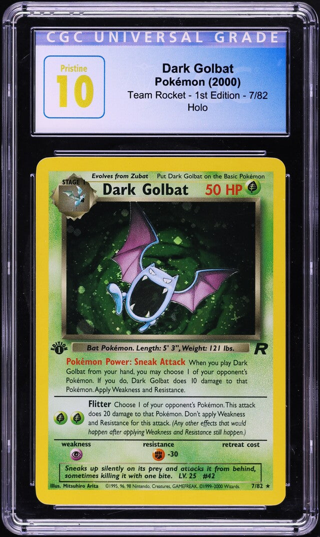 2000 POKEMON TEAM ROCKET 1ST EDITION HOLO DARK GOLBAT #7 CGC 10 PRISTINE