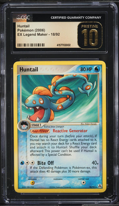 2006 POKEMON EX LEGEND MAKER HUNTAIL #18 CGC 10 PRISTINE