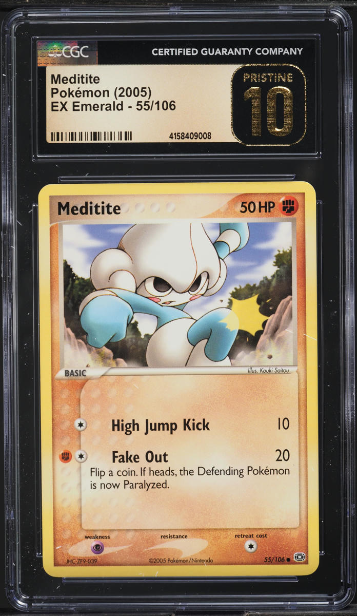 2005 POKEMON EX EMERALD MEDITITE #55 CGC 10 PRISTINE