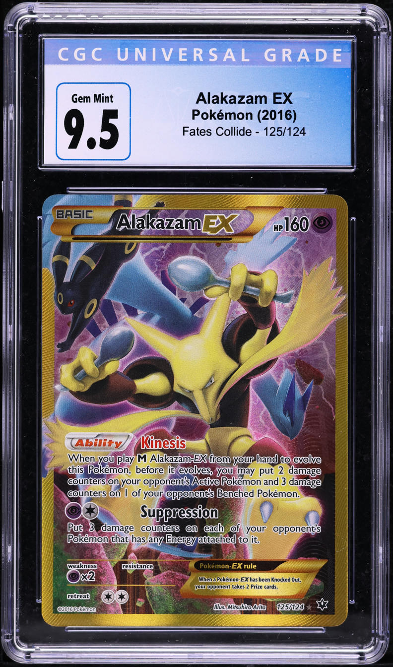 2016 POKEMON XY FATES COLLIDE SECRET RARE HOLO ALAKAZAM EX #125 CGC 10
