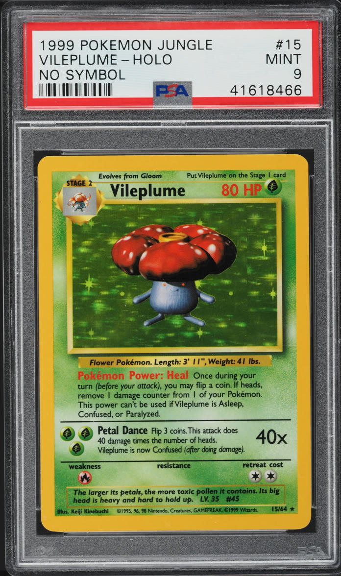 1999 POKEMON JUNGLE NO SYMBOL HOLO VILEPLUME #15 PSA 9 MINT