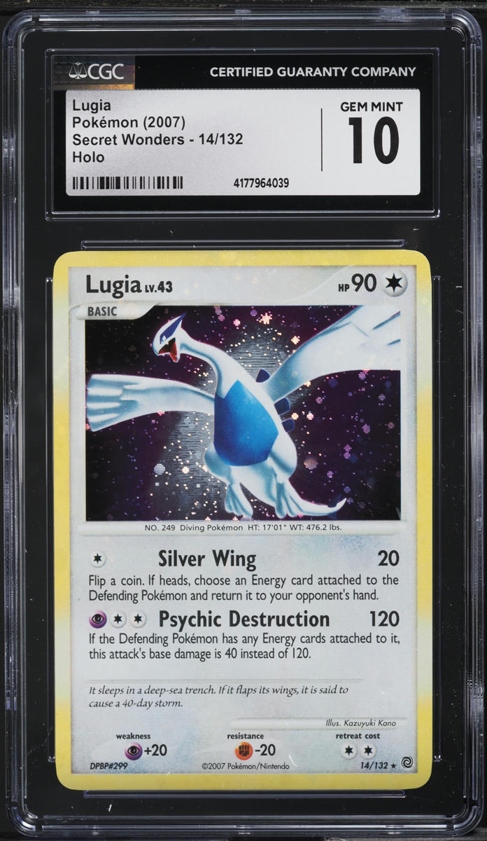 2007 POKEMON SECRET WONDERS HOLO LUGIA #14 CGC 10 GEM MINT