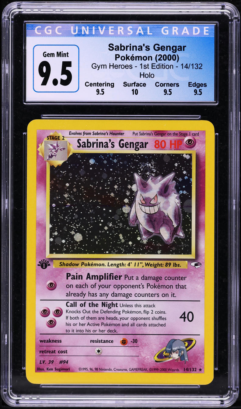 2000 POKEMON GYM HEROES 1ST EDITION HOLO SABRINA'S GENGAR #14 CGC 9.5 GEM MINT