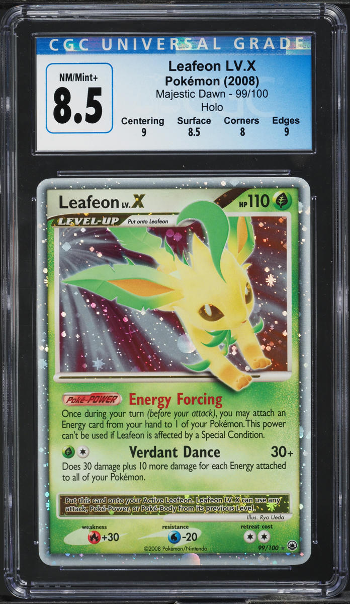 2008 POKEMON MAJESTIC DAWN HOLO LEAFEON LV.X #99 CGC 8.5 NM-MT+