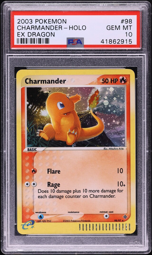 2003 POKEMON EX DRAGON HOLO CHARMANDER #98 PSA 10 GEM MINT