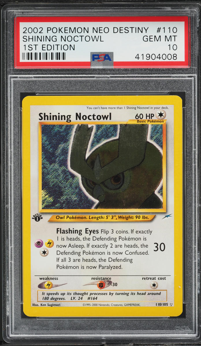 2002 POKEMON NEO DESTINY 1ST EDITION HOLO SHINING NOCTOWL #110 PSA 10 GEM MINT