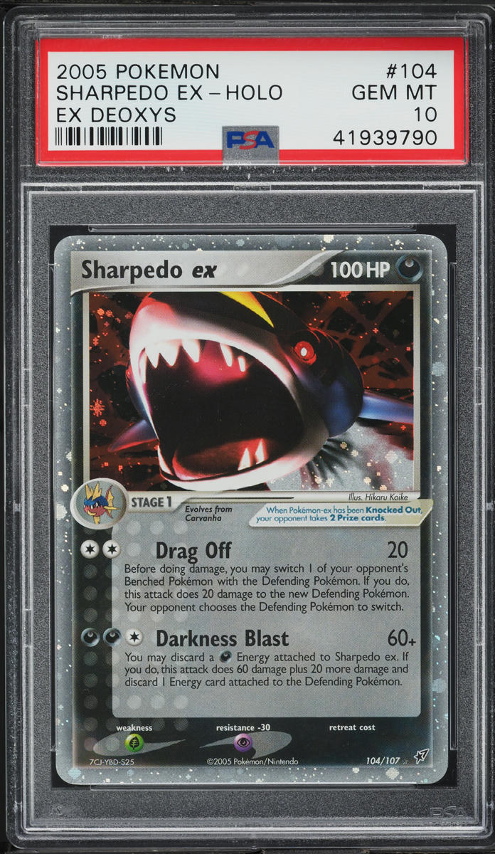 2005 POKEMON EX DEOXYS HOLO SHARPEDO EX #104 PSA 10 GEM MINT