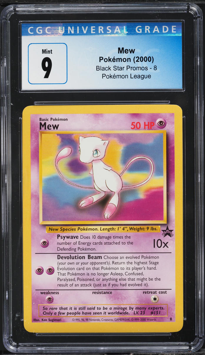 2000 POKEMON LEAGUE BLACK STAR PROMO MEW #8 CGC 9 MINT