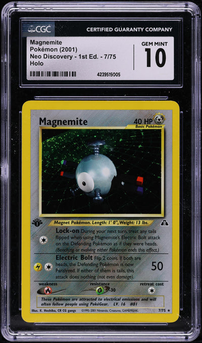 2001 POKEMON NEO DISCOVERY 1ST EDITION HOLO MAGNEMITE #7 CGC 10 GEM MINT