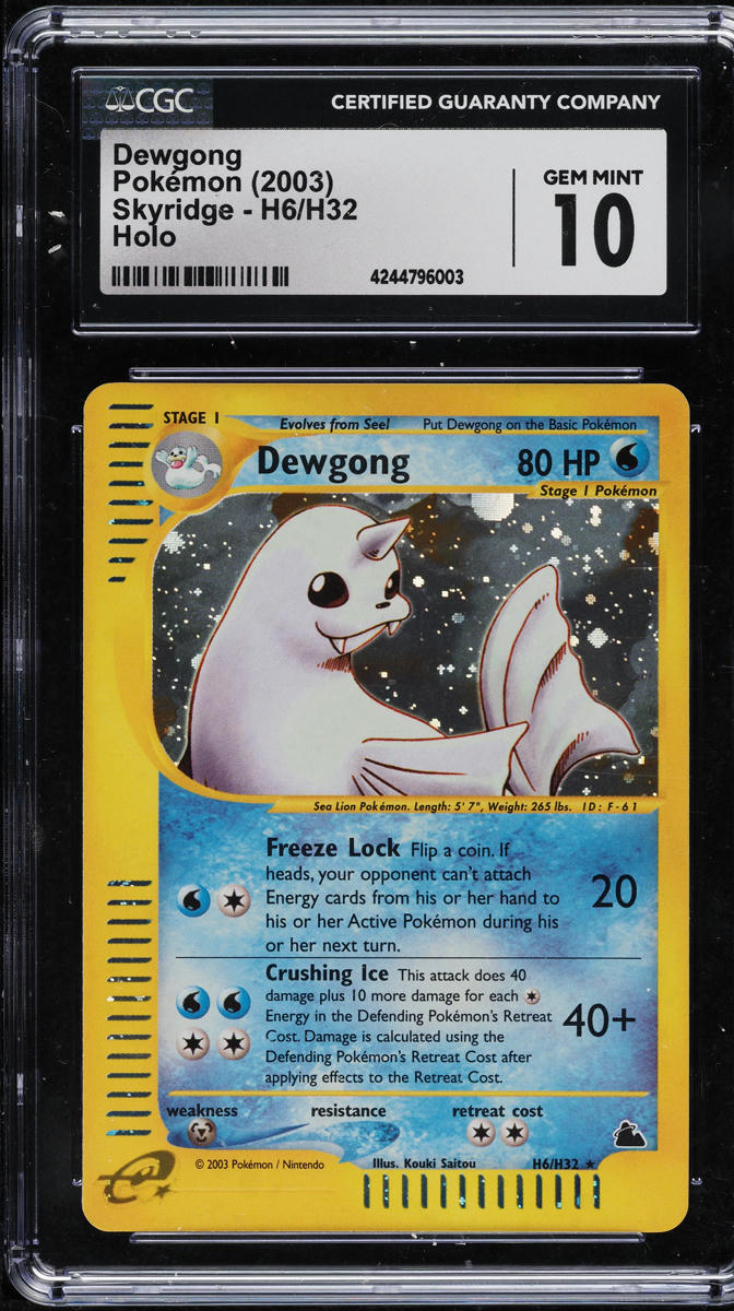 2003 POKEMON SKYRIDGE HOLO DEWGONG #H6 CGC 10 GEM MINT